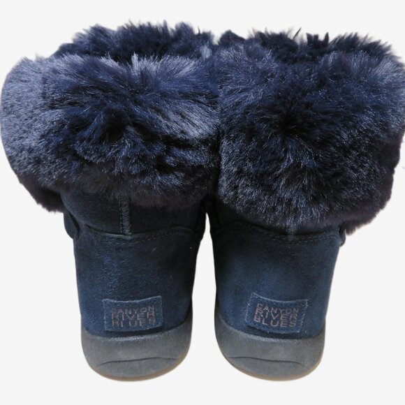 Canyon River Blues Navy Blue "Anita" Faux Suede Boots with Faux Fur Trim Size 9M - Picture 3 of 8